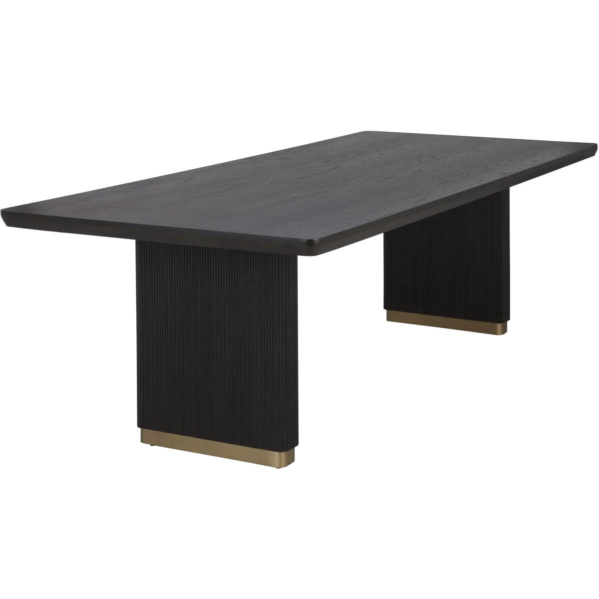 Palmerston Charcoal Oak Brushed Gold Steel Rectangular Dining Table - 96"W